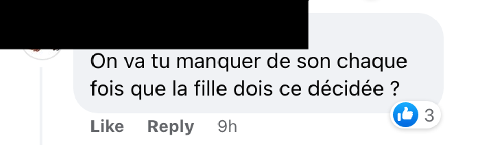 Commentaire sur Facebook.