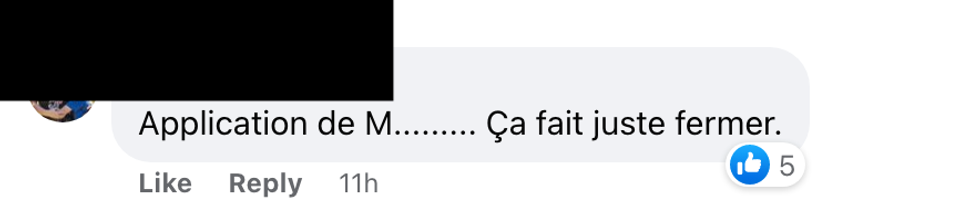 Commentaire sur Facebook.