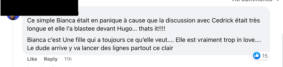 Commentaire sur Facebook.