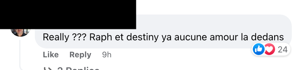 Commentaire sur Facebook.