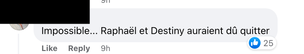 Commentaire sur Facebook.