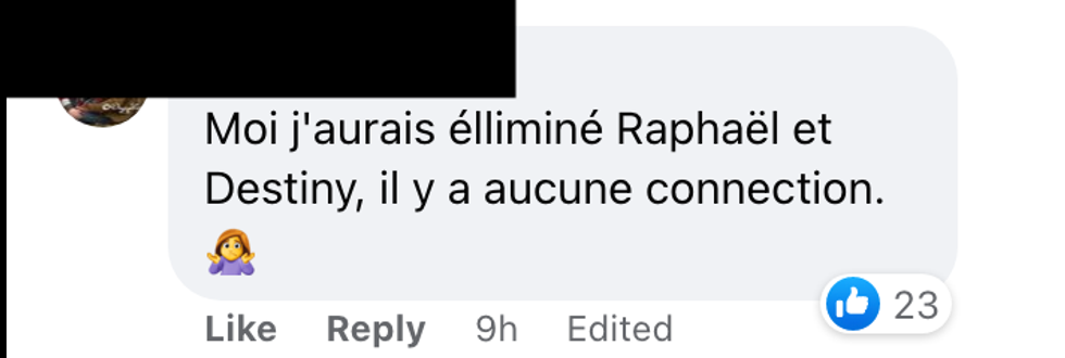 Commentaire sur Facebook.