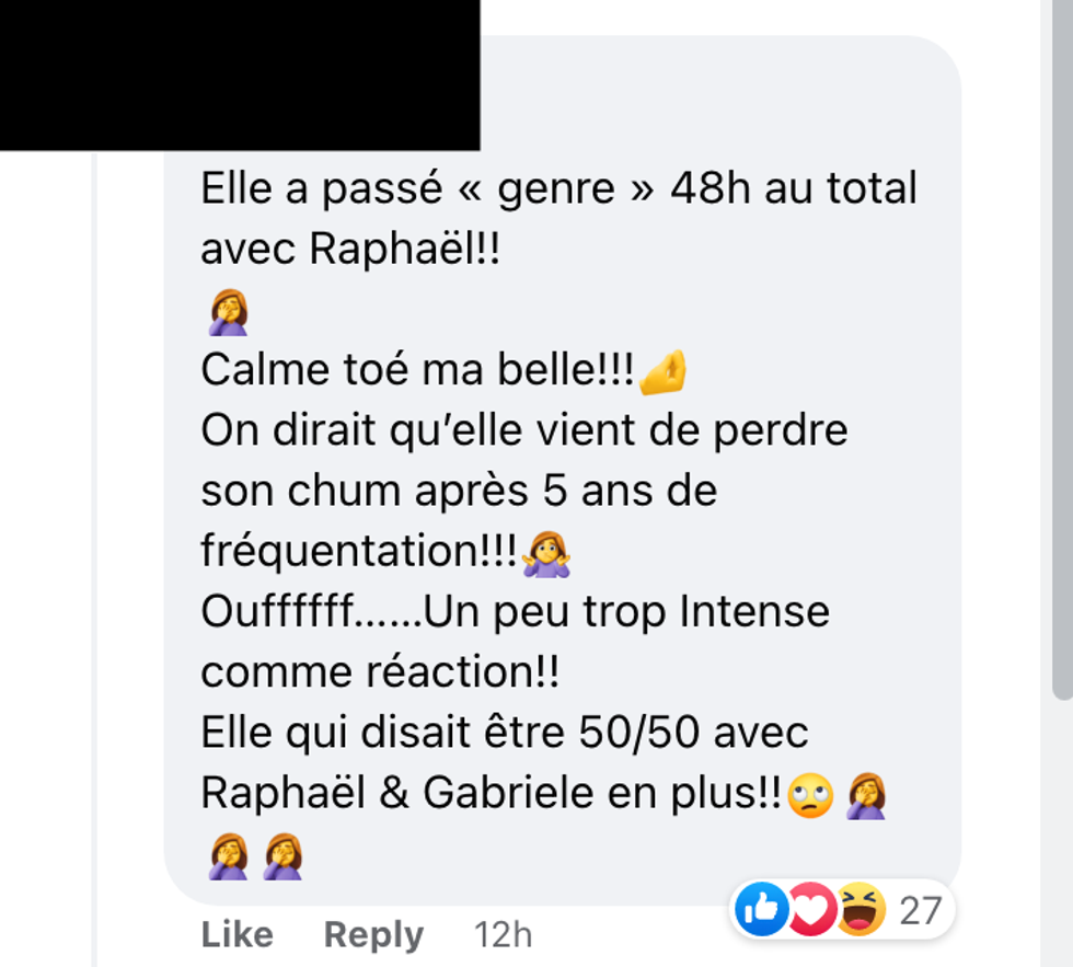 Commentaire sur Facebook.