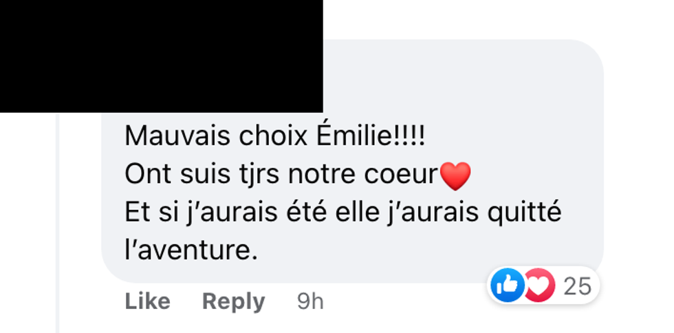 Commentaire sur Facebook.