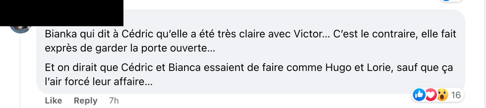Commentaire sur Facebook.