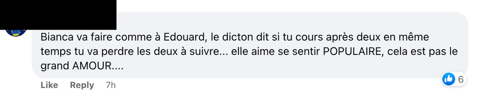 Commentaire sur Facebook.