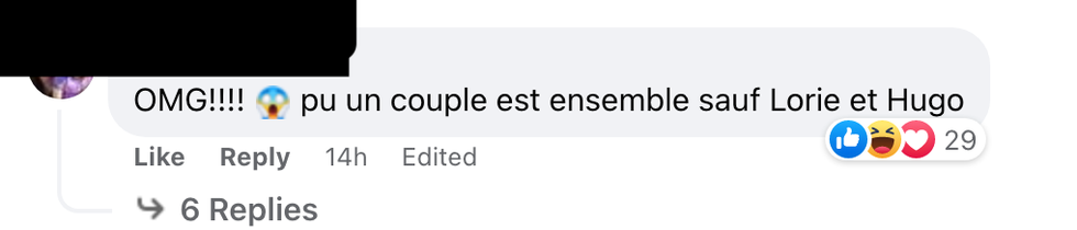 Commentaire sur Facebook.