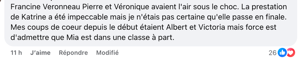 Commentaire sur Facebook.