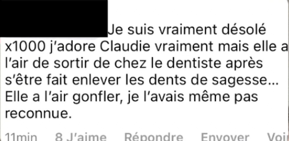 Commentaire sur Instagram.