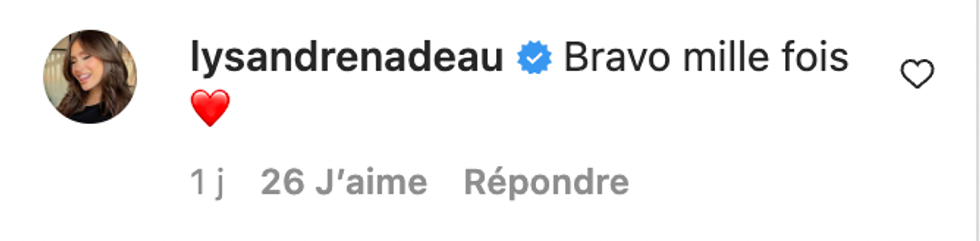 Commentaire sur Instagram.
