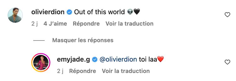 Commentaire sur Instagram.