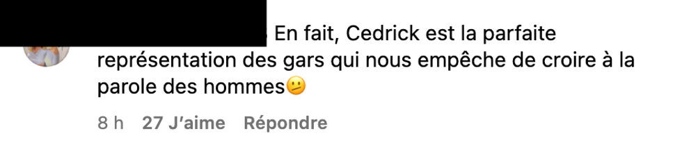 Commentaire sur Instagram.