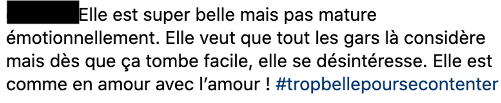 Commentaire sur Instagram.