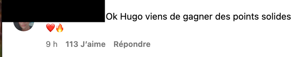 Commentaire sur Instagram.