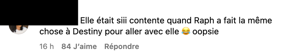 Commentaire sur Instagram.