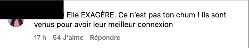 Commentaire sur Instagram.