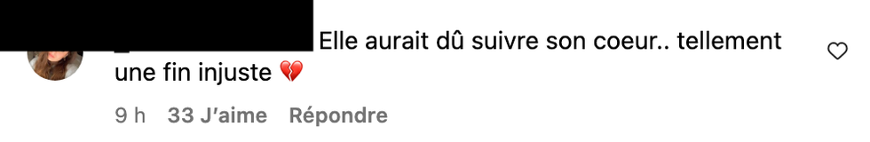 Commentaire sur Instagram.