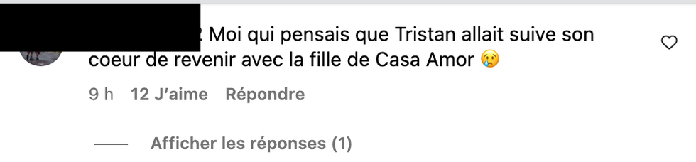 Commentaire sur Instagram.