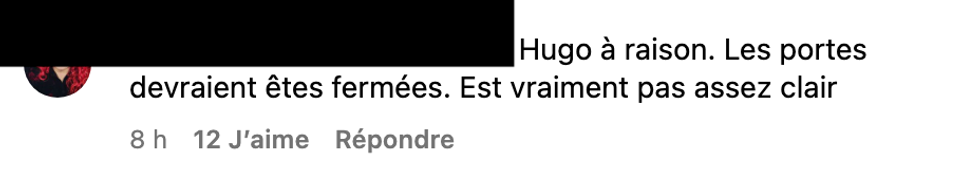 Commentaire sur Instagram.