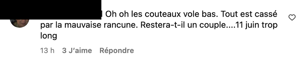 Commentaire sur Instagram.