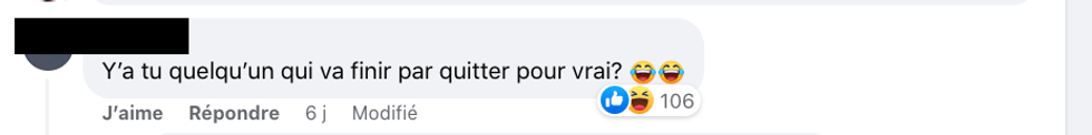 Commentaire sur la page d'Occupation Double sur Facebook.