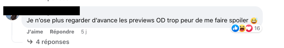 Commentaire sur la page d'Occupation Double sur Facebook.