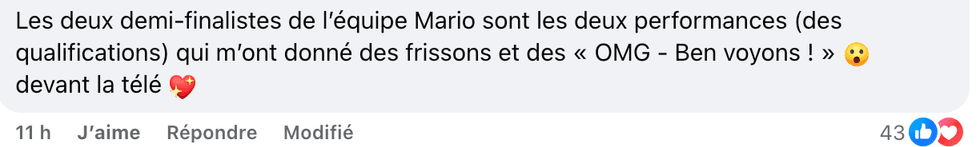 Commentaire sur la page Facebook de La Voix.