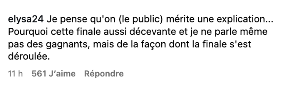 Commentaire sur la page Instagram d'Occupation Double Chypre.