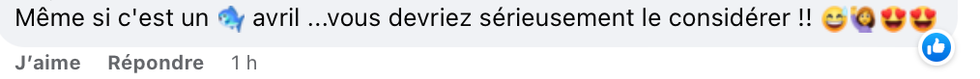 Commentaire sur la publication Facebook d'Olivier Primeau.