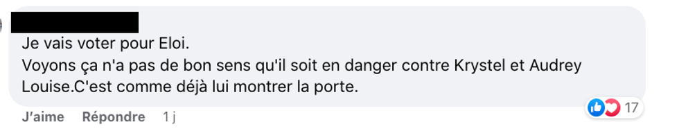 Commentaire sur le Facebook de Star Acad\u00e9mie TVA.