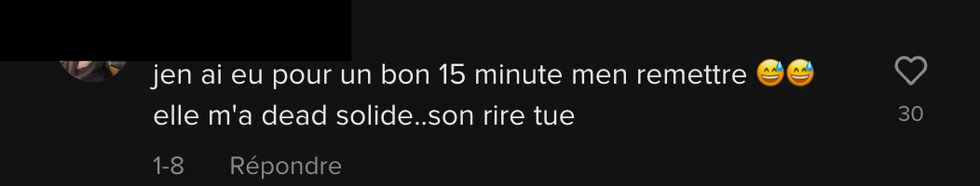Commentaire sur TikTok.