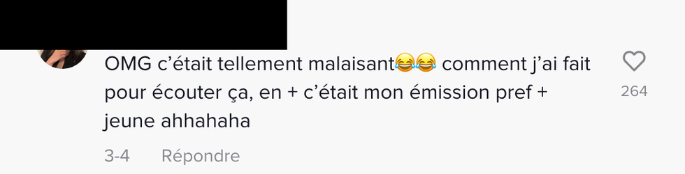 Commentaire sur TikTok.