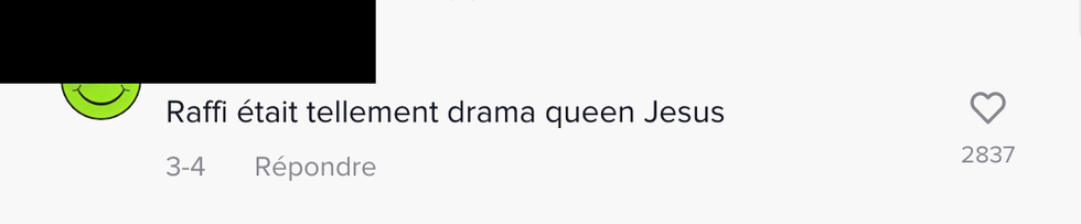 Commentaire sur TikTok.