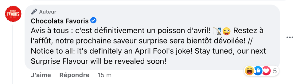 Commentaires Chocolats Favoris.