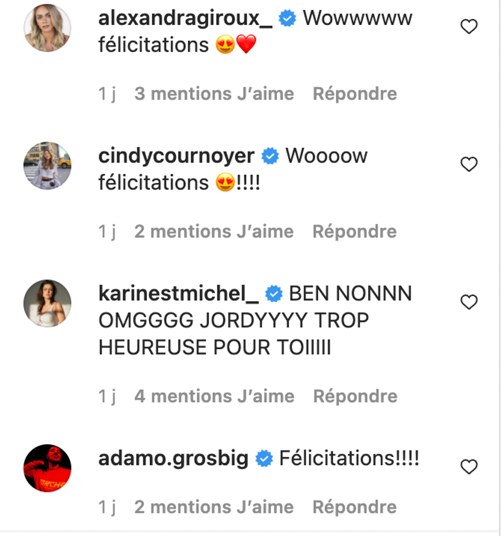 Commentaires Instagram.