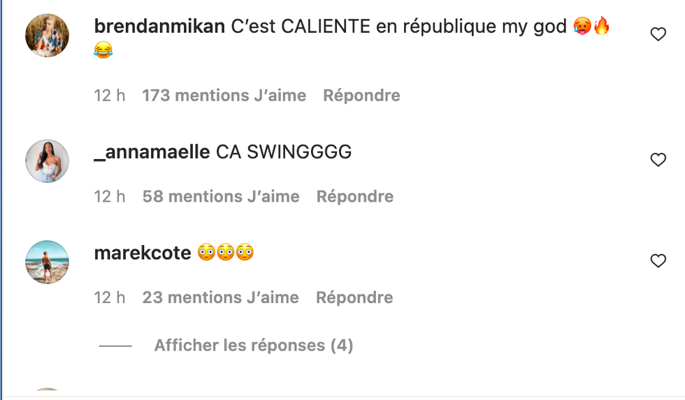Commentaires Instagram.