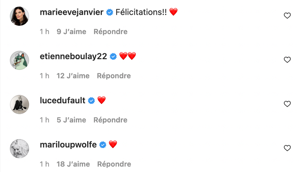 Commentaires Instagram.