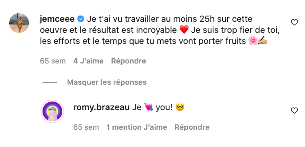 Commentaires Instagram.