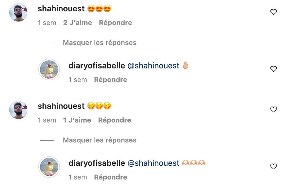 Commentaires Instagram.