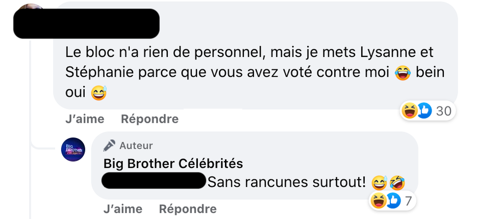 Commentaires sur Facebook.
