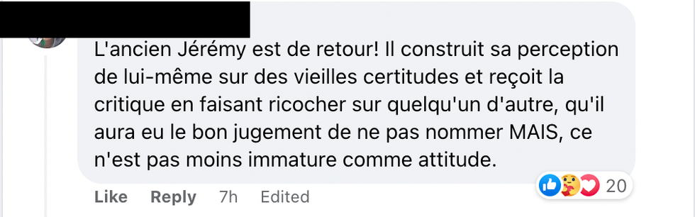 Commentaires sur Facebook.