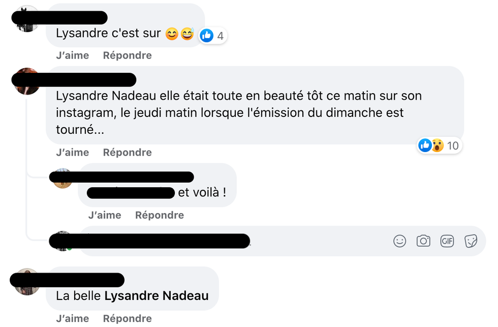 Commentaires sur Facebook.