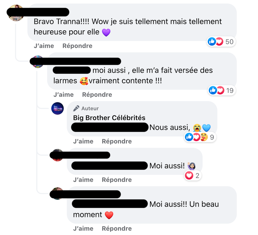 Commentaires sur Facebook.