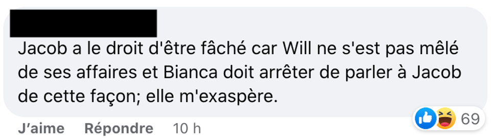 Commentaires sur Facebook.