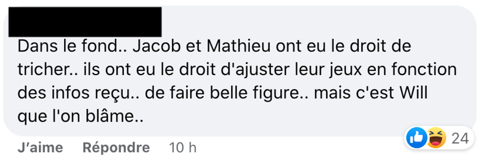 Commentaires sur Facebook.