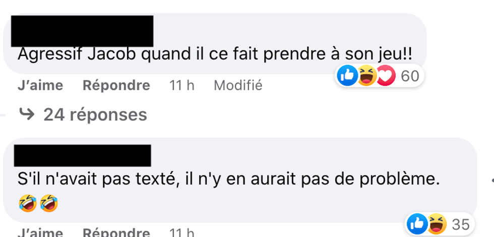 Commentaires sur Facebook.