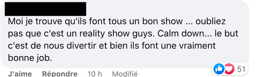 Commentaires sur Facebook.