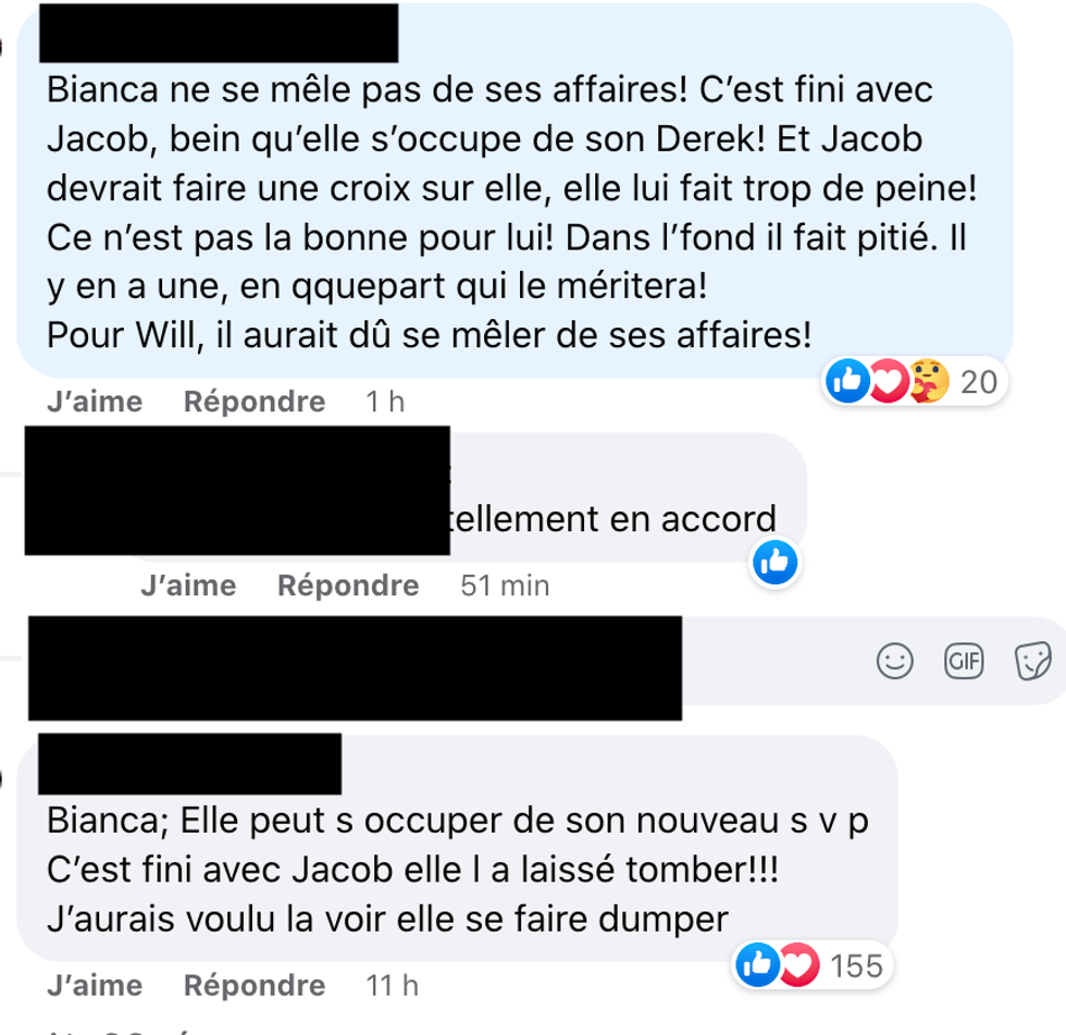 Commentaires sur Facebook.