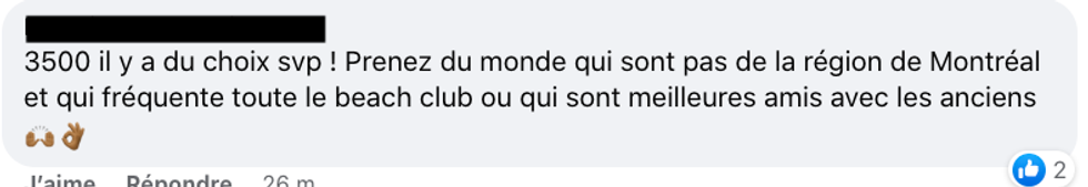 Commentaires sur Facebook.