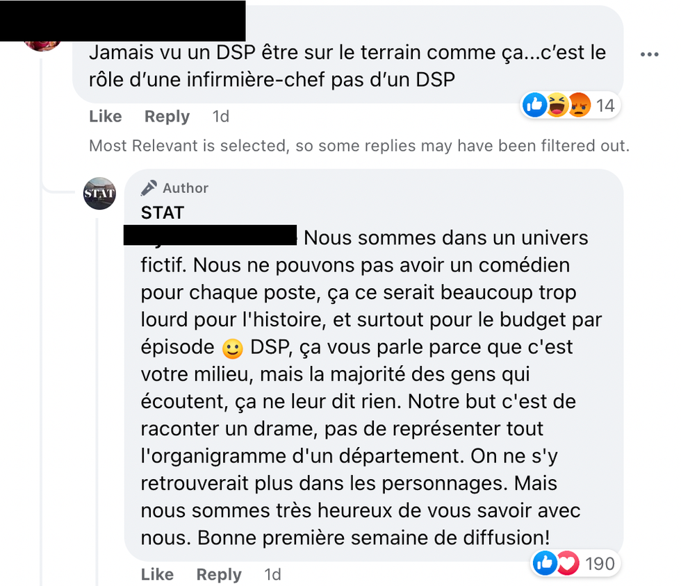 Commentaires sur Facebook.